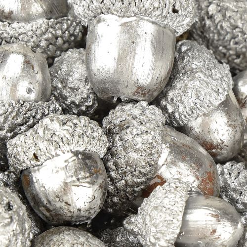 Artikel Decoratieve eikels zilver, Adventsdecoratie, natuurlijke herfstvruchten, landhuis Ø1,5 – 2,5 cm L1,5 – 3 cm 300 g