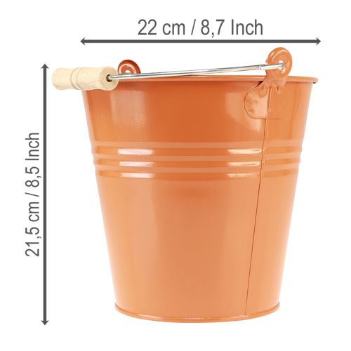 Artikel Decoratieve metalen emmer/plantenbak, oranje-bruin, Ø22cm, H21,5cm, 6L