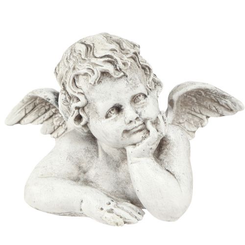 Artikel Decoratieve engelfiguur polyresin grafdecoratie grijs wit H6cm 3 stuks