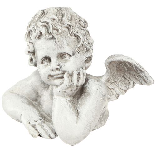 Artikel Decoratieve engelfiguur polyresin grafdecoratie grijs wit H6cm 3 stuks
