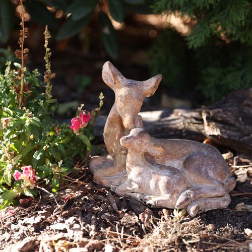 Artikel Decoratief figuur hert met reekalf gegoten steen bruin wit 20×11×17cm