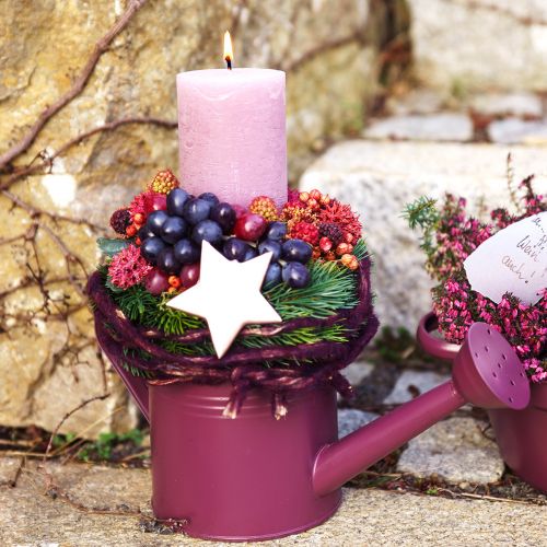 Artikel Decoratieve gieter paars metalen plantenbak Ø13,5cm H12,5cm