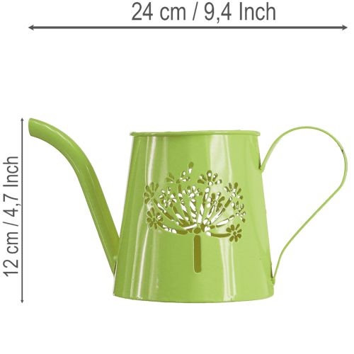 Decoratieve metalen gieter, met paardenbloemmotief, groen, 12 cm hoog, 2 stuks, decoratieve vaas, shabby chic | Floristik24.nl