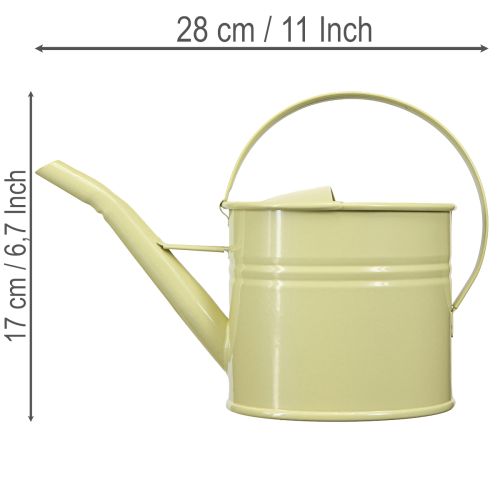 Decoratieve metalen gieter, groen/geel, klein, 28x13x17 cm, 1,25 liter, vintage look, balkondecoratie | Floristik24.nl
