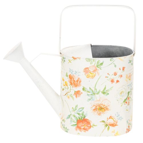 Vintage decoratieve metalen gieter met rozenmotief, zomerse tuindecoratie, nostalgische plantenbak, H31,5 cm | Floristik24.nl