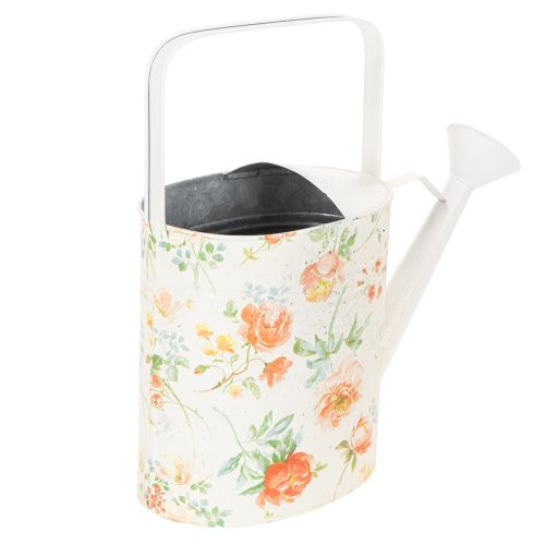 Vintage decoratieve metalen gieter met rozenmotief, zomerse tuindecoratie, nostalgische plantenbak, H31,5 cm | Floristik24.nl