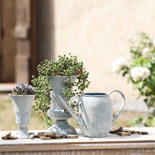 Artikel Decoratieve gieter metaal in witblauw 32cmx11cmx18cm