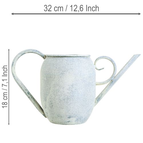 Decoratieve gieter, vintage metaal, wit/blauw, 32x11x18 cm, decoratief accessoire | Floristik24.nl