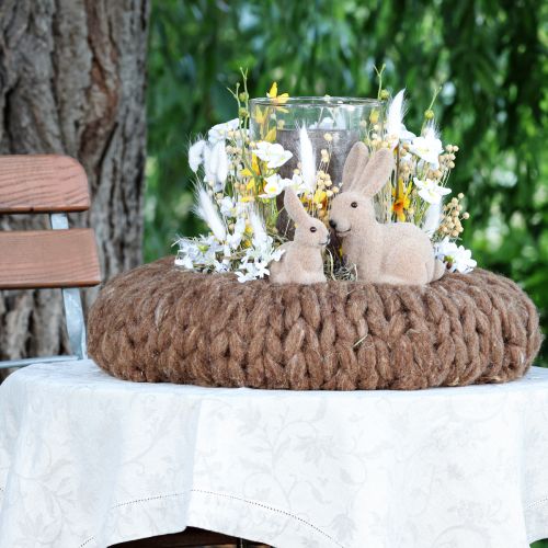 Artikel Decoratieve gevlokte zittende paashazen – 2e keus – Lente 10 cm 6 st.