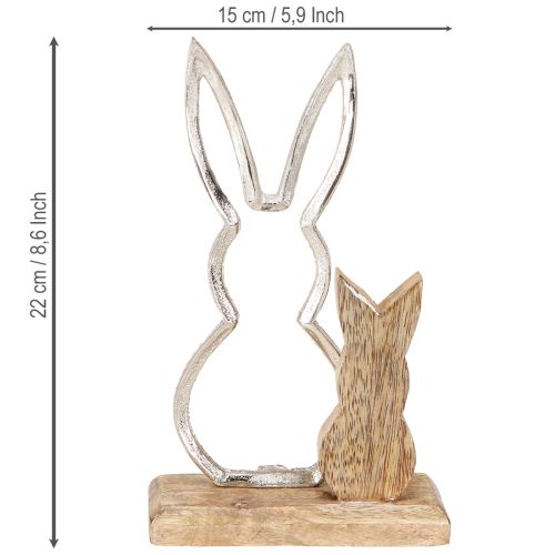 Artikel Decoratief Konijn Metaal &amp; Hout – Modern Paasfiguur in natuurlijk design 22cm 2 st.