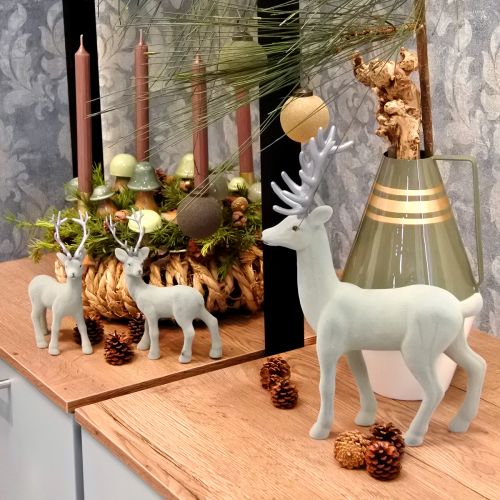 Artikel Decoratief hert rendier sierfiguur kerst groen grijs H37cm