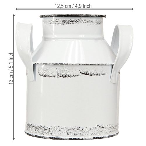 Artikel Decoratieve metalen kan met handvatten, wit en zwart, 13 cm hoog, 2 stuks