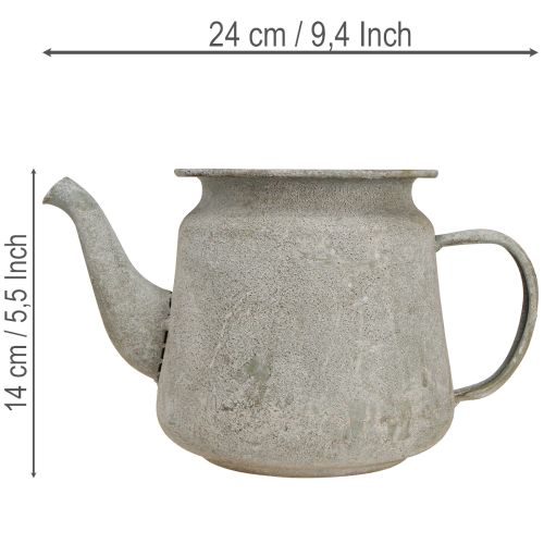 Decoratieve metalen theepot, vintage stijl, grijs, 24×14×14 cm, retro shabby chic stijl | Floristik24.nl