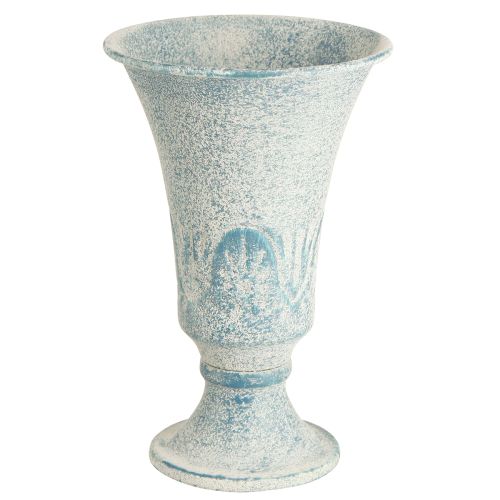 Artikel Decoratieve Kelk Metaal Antiek in Wit Blauw Ø11cm H17.5cm