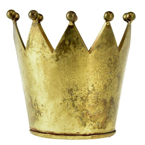 Floristik24 Decoratieve kroon metalen bloempot messing look Ø11cm/H10cm