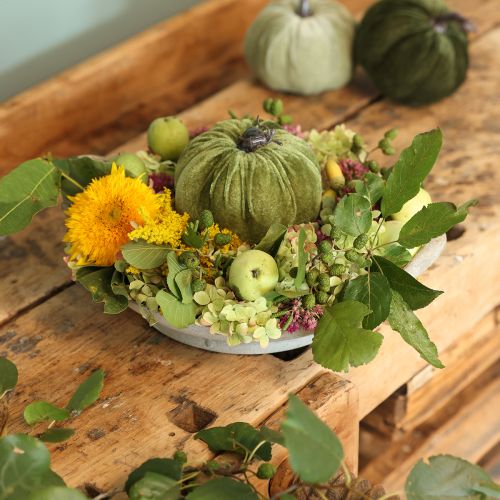 Floristik24 Decoratieve pompoen herfstgroen donkergroen lichtgroen Ø18cm 3 stuks