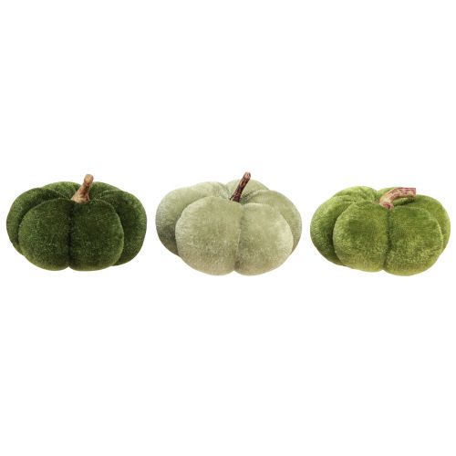 Floristik24 Decoratieve pompoenen van stof fluweelgroen Ø7cm H4,5cm 9 stuks