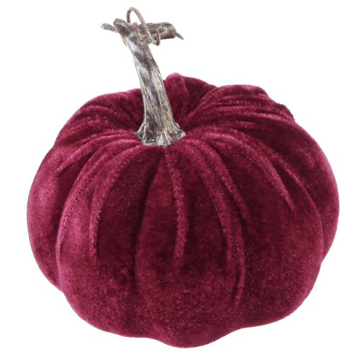 Artikel Decoratieve pompoenen geflockt bordeaux roze Ø13cm H11,5cm 3 st