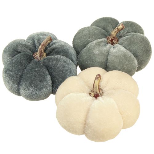 Artikel Decoratieve Pompoenen Stof Fluweelachtig Crème Grijs Herfst Ø7cm 9 st