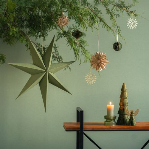 Artikel Decoratieve lamp papieren ster om op te hangen jute groen 75x20cm