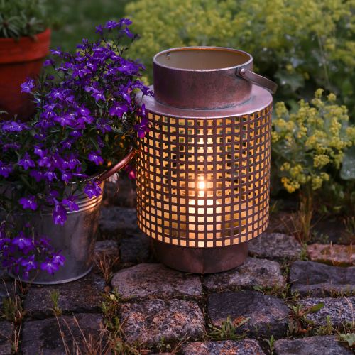 Artikel Decoratieve lantaarn lantaarn metaal met handvat roze Ø18cm H29cm