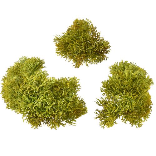 Artikel Decoratief mos kunstgroen bruin – moskussen 10/12/14cm 3 stuks