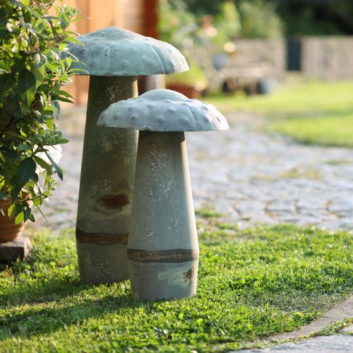 Floristik24 Decoratieve Paddestoel Metaal Herfstgroen Roest Vintage 30cmx50cm