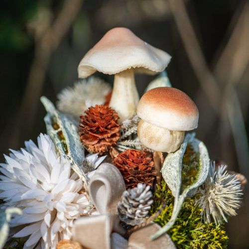 Artikel Decoratieve paddenstoelen voor het plakken van bruine decoratieve paddenstoelen herfst 3,5/5,5cm 16 stuks