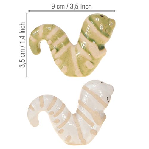 Artikel Grappige worm decoratie keramische rups hangende decoratiepot 9x6cm 2 stuks