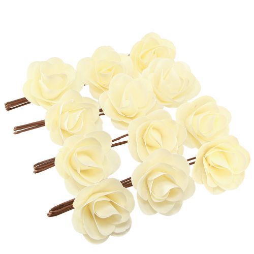 Artikel Decoratieve rozen crème kunstrozen houten rozen Ø7,5cm 12 st