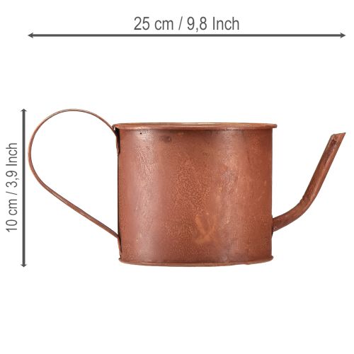 Artikel Decoratieve roestkleurige gieter/plantenbak, metaal, Ø12,5 cm H10,5 cm