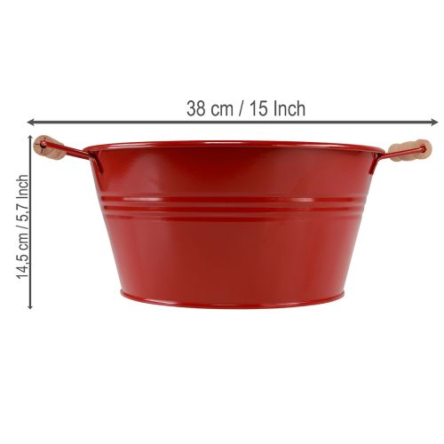 Artikel Decoratieve schaal met handvatten, metalen bloemenschaal, rood, Ø29cm, H14,5cm