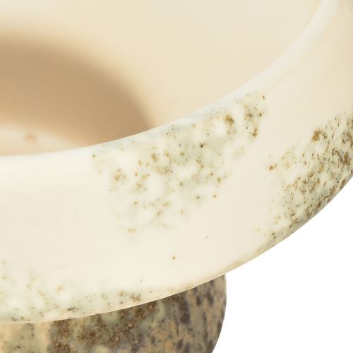 Artikel Decoratieve schaal keramiek met voet crème grijs groen Ø17cm 10cm
