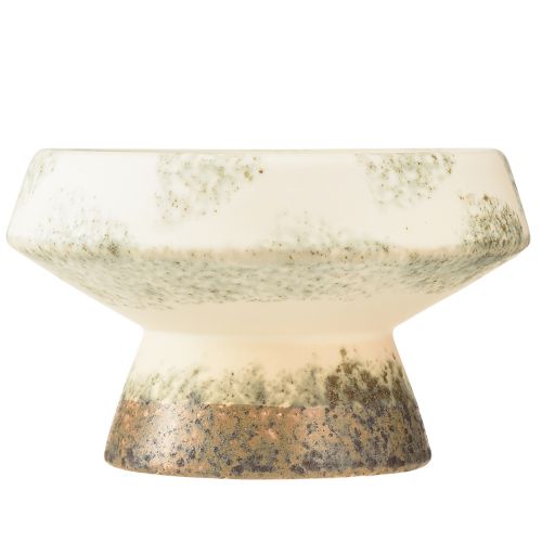 Artikel Decoratieve schaal keramiek met voet crème grijs groen Ø17cm 10cm