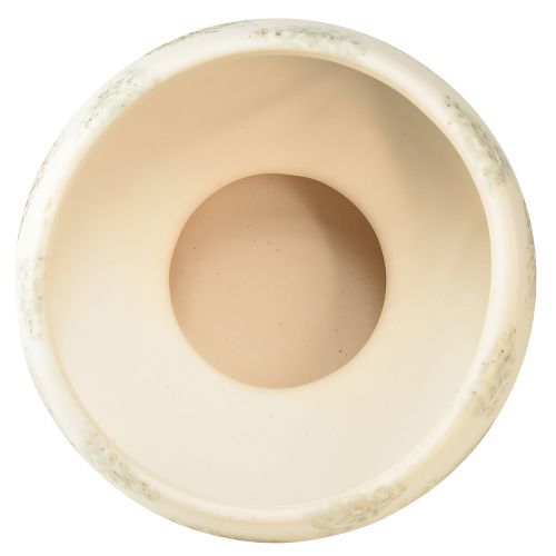 Artikel Decoratieve schaal keramiek met voet crème grijs groen Ø17cm 10cm