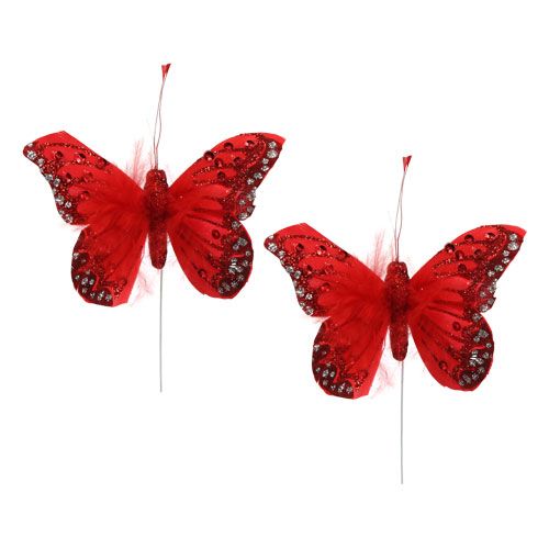 tevredenheid kast vers Floristik24.nl Veer vlinder rood met strass steentjes, glitter 8cm  6st-729236 - koop goedkoop online
