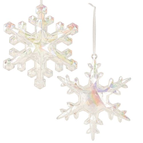 Floristik24 Decoratieve sneeuwvlokken, winterdecoratie, iriserend, Ø14–15cm, 2 stuks