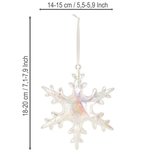 Artikel Decoratieve sneeuwvlokken, winterdecoratie, iriserend, Ø14–15cm, 2 stuks