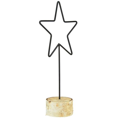 Artikel Decoratieve sterkandelaars op houten voet zwart &amp; naturel, 40 cm - stijlvolle tafeldecoratie 3 stuks