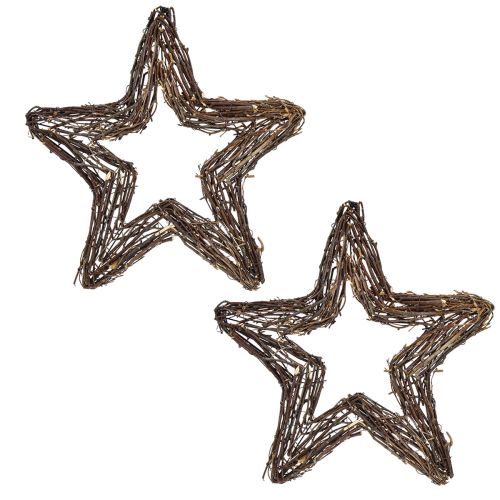 Artikel Decoratieve sterren voor het ophangen van wanddecoratie wilg natuur 40cm 2st