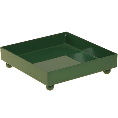 Decoratieve schaal vierkant metalen schaal groen 15×15cm 2 stuks