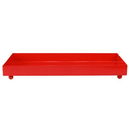 Artikel Decoratief dienblad rechthoekig rood metalen dienblad met pootjes 30×15cm