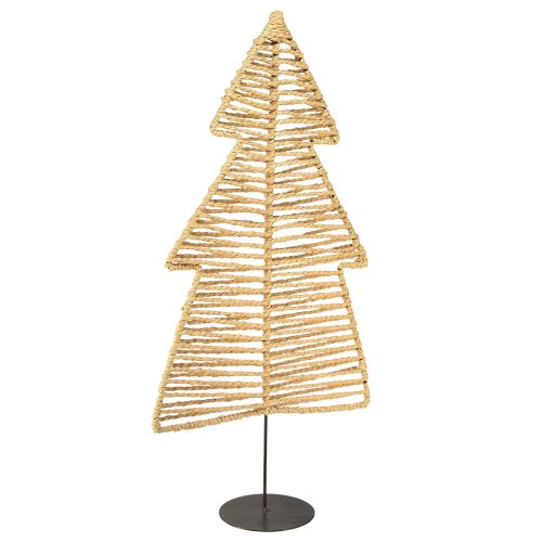 Floristik24 Decoratieve kerstboom zwart natuurlijk metaal raffia 30×11,5×60cm