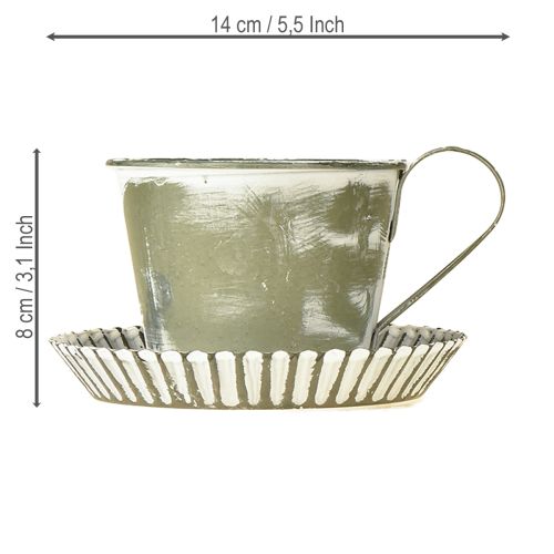 Artikel Decoratieve beker metaal wit gewassen antiek Ø9cm H8cm 2 stuks
