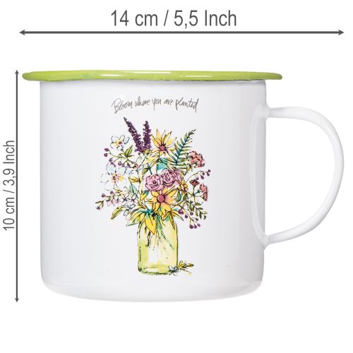 Decoratieve mok/plantenpot, geëmailleerd, Ø11,5 cm H10 cm | Floristik24.nl