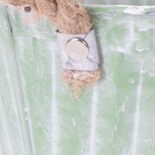 Artikel Decoratieve pot, metalen emmer voor planten, plantenbak met handvatten, roze/groen/geel shabby chic Ø15cm H13cm 3-delige set