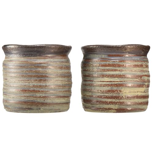 Artikel Decoratieve plantenbak keramiek metallic bruin grijs 10,5×10cm 2st