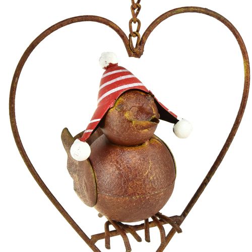 Floristik24 Decoratieve vogel metaal voor het ophangen van tuindecoratie roest rood-wit 15×21cm 2st