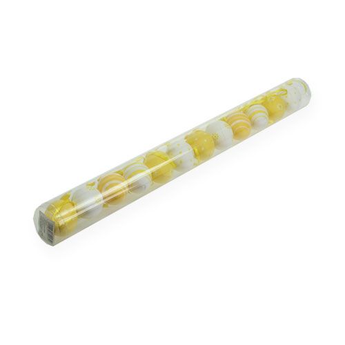 Floristik24 Decoratieve paaseieren geel, wit geassorteerd 6,5 cm 12 st