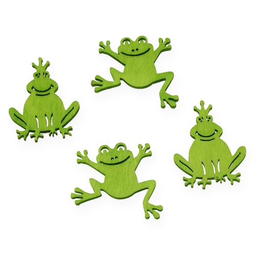 Floristik24 Strooidecoratie houten kikker groen 4cm 72 st